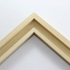 This simplistic yet modular natural wood grain frame is designed for metal prints, acrylic prints and dry mounts. This smart design features a minimalist stepped profile that serves as a floater frame or a standard picture frame.

For the floating effect, the print can be attached on top of the inner step of the frame, without sacrificing the artwork edges.

This frame can also be used as standard picture frame. The lowered center paired with slightly raised outer lip creates a frame within a frame effect. However, due to the inner most lip of the frame, a fraction of the artwork will be hidden. But, this can be avoided with a linen liner combo.